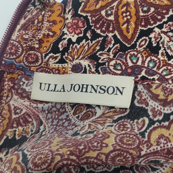 Ulla Johnson Luna 100% Silk Paisley Belted Mini Dress Goldenrod Purple Size 4 - Picture 8 of 11